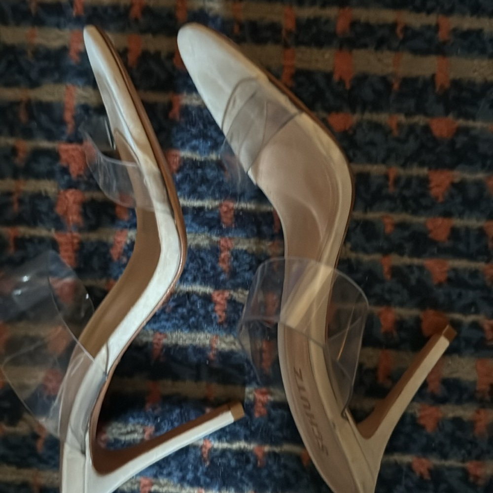 $130‎ Schutz Ariella Clear / Beige Sandal In Oyster ( 7 ) - Picture 5 of 6